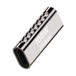 Adaptateur en alliage de zinc 100 W Type-C femelle vers Type-C femelle 20 Gbit/s, style : droit SH8301291-20